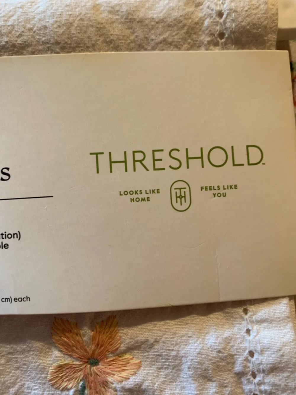 Threshold Cotton Napkins with Cream Base and Orange Floral Embroidery 2 Pack